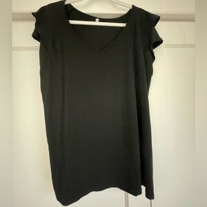 Flutter Sleeve Black Tee, 2X
